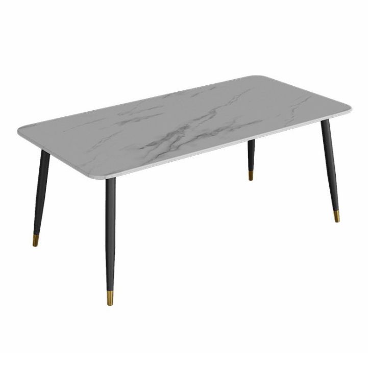 Modern Style Sintered Stone Dining Set with Standard Height Table and 4 Black Legs Base