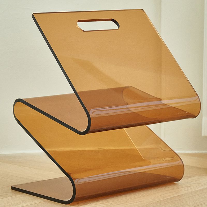 Contemporary Antique Finish Shelf Bookshelf Acrylic Geometric Bookcase