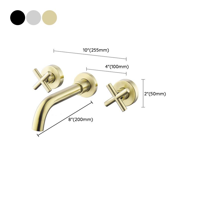 Glam Centerset Faucet Brass Cross Handles 3 Holes Wall Mounted Bathroom Faucet