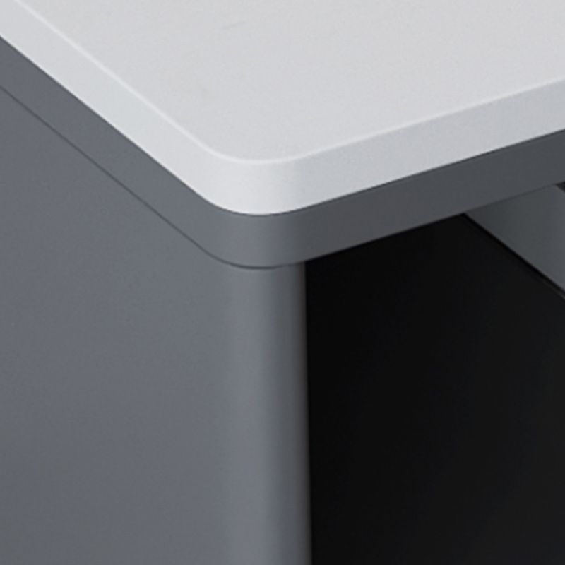 4 Legs Glam Side Table Stone Top Side Table with Shelf and Drawer