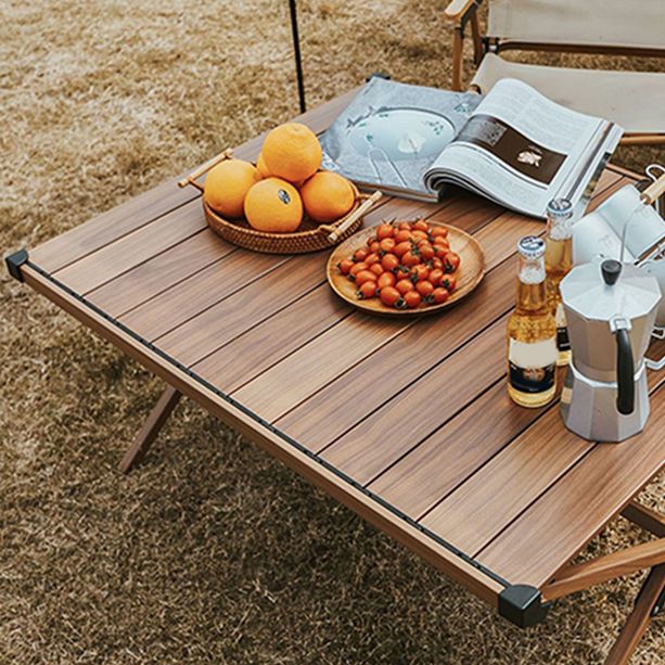 Industrial Style Patio Table Rectangle Metal Foldable Camping Table