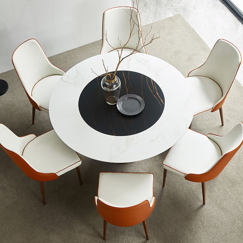 Glam Dining Round Table Sintered Stone Table with Metal Legs for Home