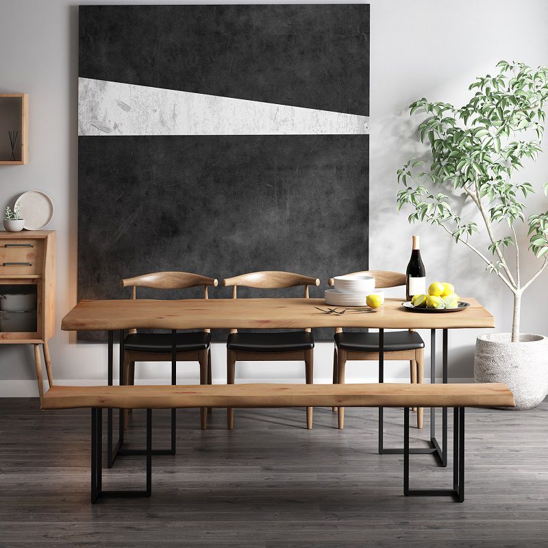 Industrial Wood Dining Set 1/2/5 Pieces Black Base Dining Furniture