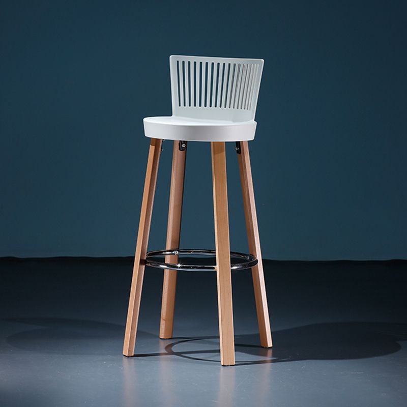 Modern Wooden Bar Stool 38" Height Backrest Armless Counter Stool with Plastic Cushion