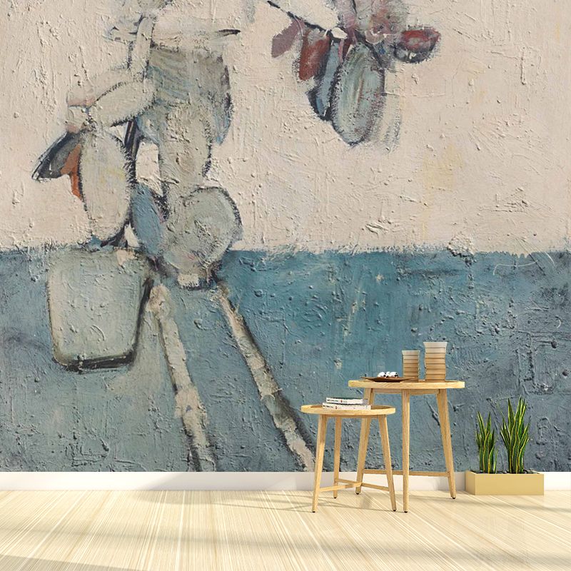 Blue and Brown Skeleton Murals Wallpaper Stain-Proof Wall Covering for Living Room