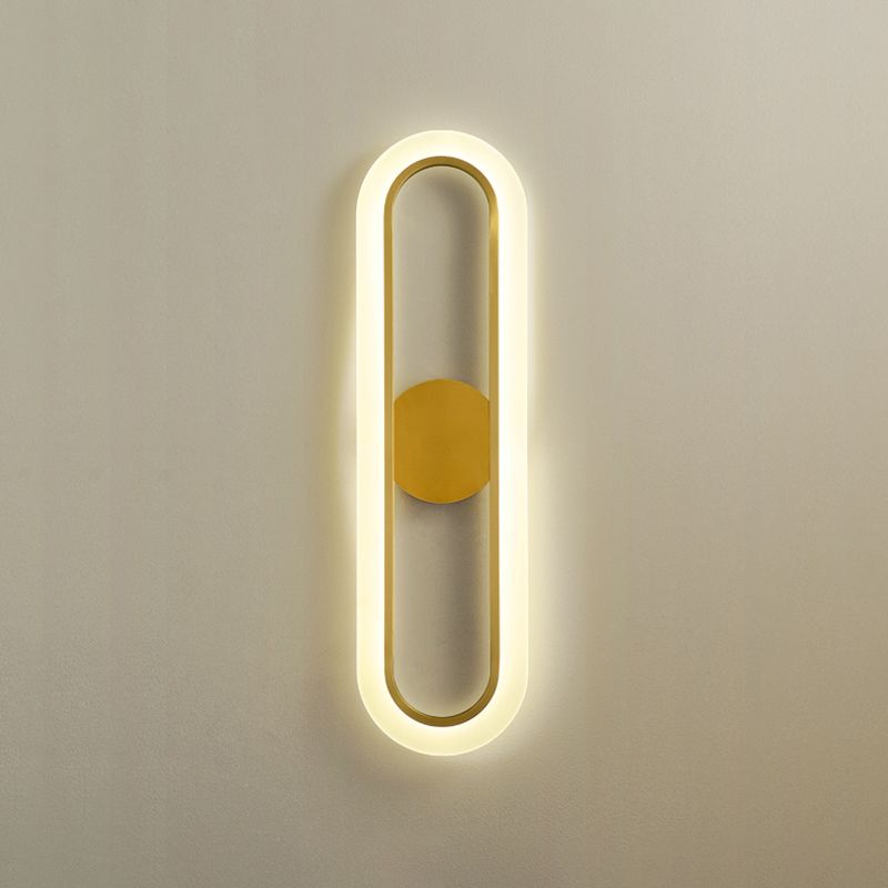 Oval Shade Metal Wall Sconce Modern Style Single Light Wall Mount Lighting in Gold