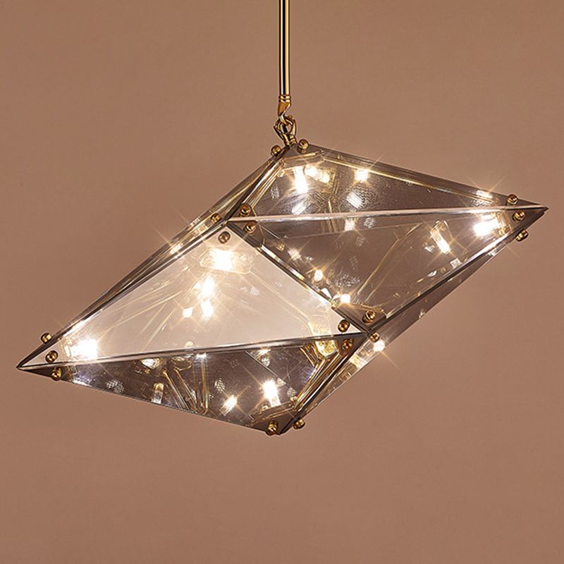 Geometria in stile post-moderno lampadario in vetro a 16 luci semplicità per illuminazione soggiorno con asta sospeso