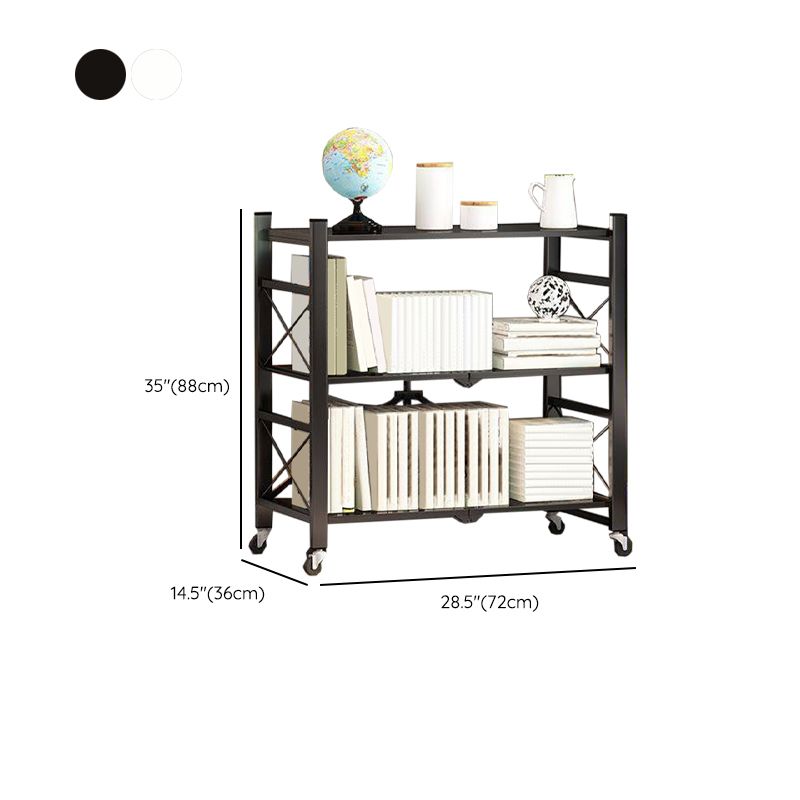Contemporary Metal Bookshelf Etagere Folding Bookcase with Shelves