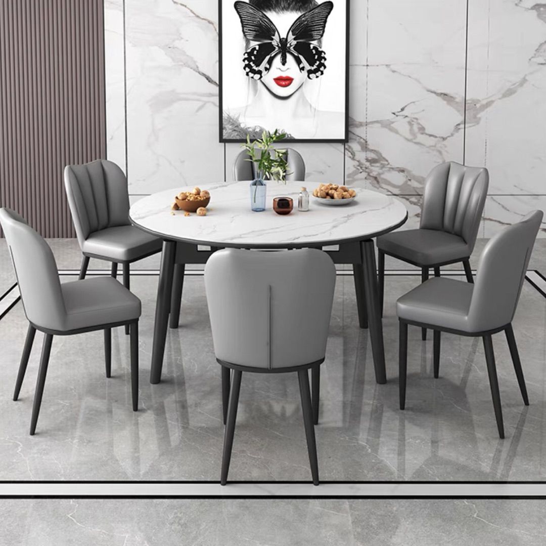 Cocina Mesa de comedor de piedra sinterizada moderna de altura tradicional con juegos de comedor que ahorra espacio