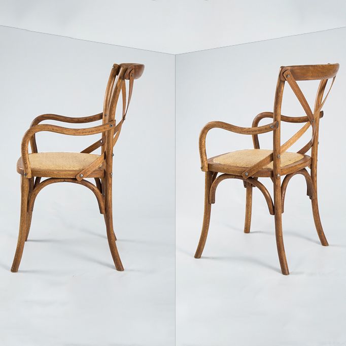Chaises de salle à manger en bois de ferme, fauteuil latéral arrière croisé pour Restaurant