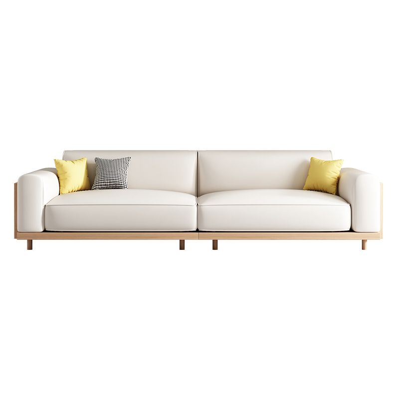 Contemporary White Cushions Standard Square Arm Slipcovered Sofa