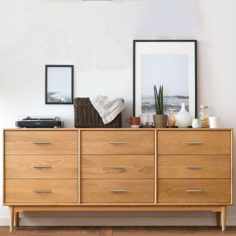 Contemporary Chest Pine 9 - Drawer Bar Pulls Straight Legs Accent Chest