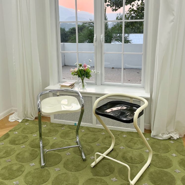 Contoured Seat Dining Stool Low Back Bar Stool with Metal Base