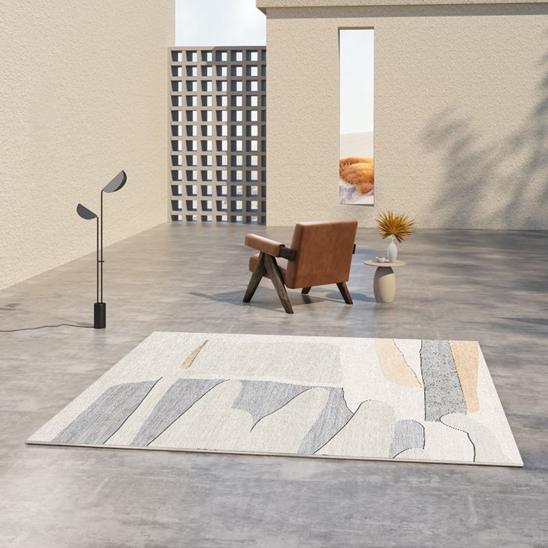 Simplicity Washable Rug Stylish Contrast Panel Rug Polyester Stain Resistant Carpet for Home Decor
