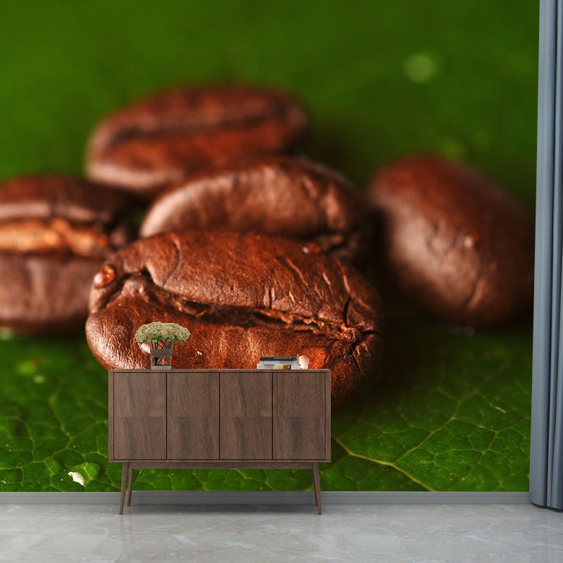 Modern Coffee Bean Pattern Mural Pastel Color Study Room Wall Decor, Personalized