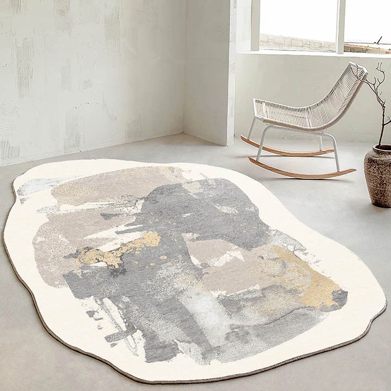 Gray Casual Carpet Polyester Graphic Carpet Washable Carpet for Drawing Room