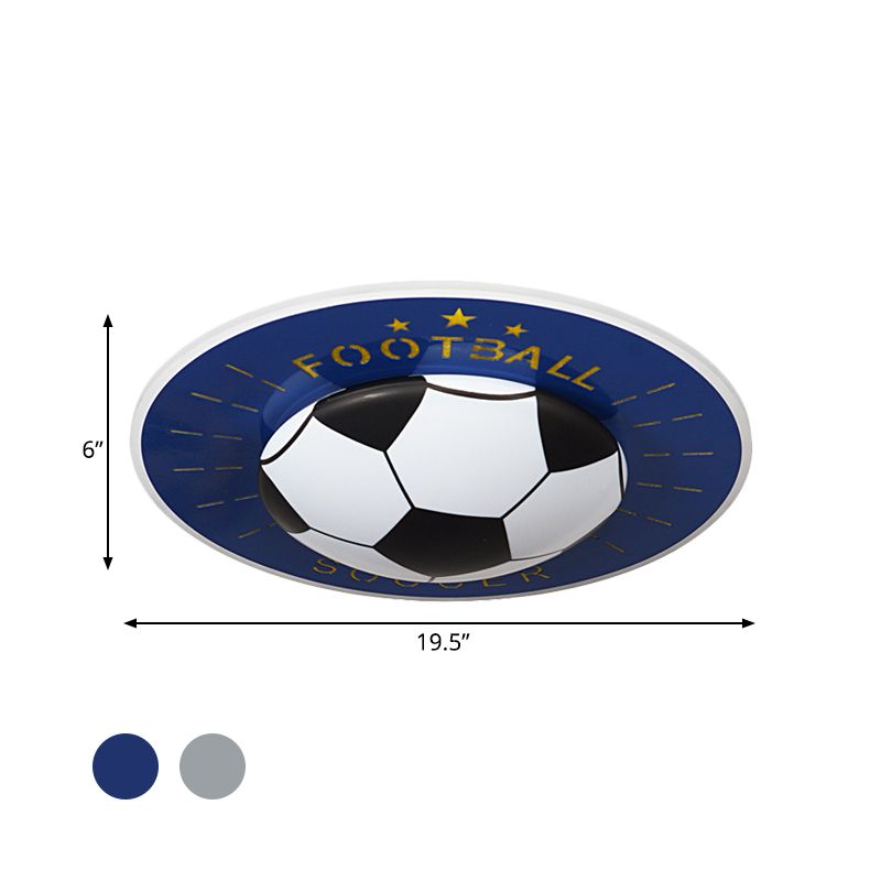 Contemporary Football Ceiling Flush Acrylic Bedroom LED Flush Mount Light Fixture in White/Blue
