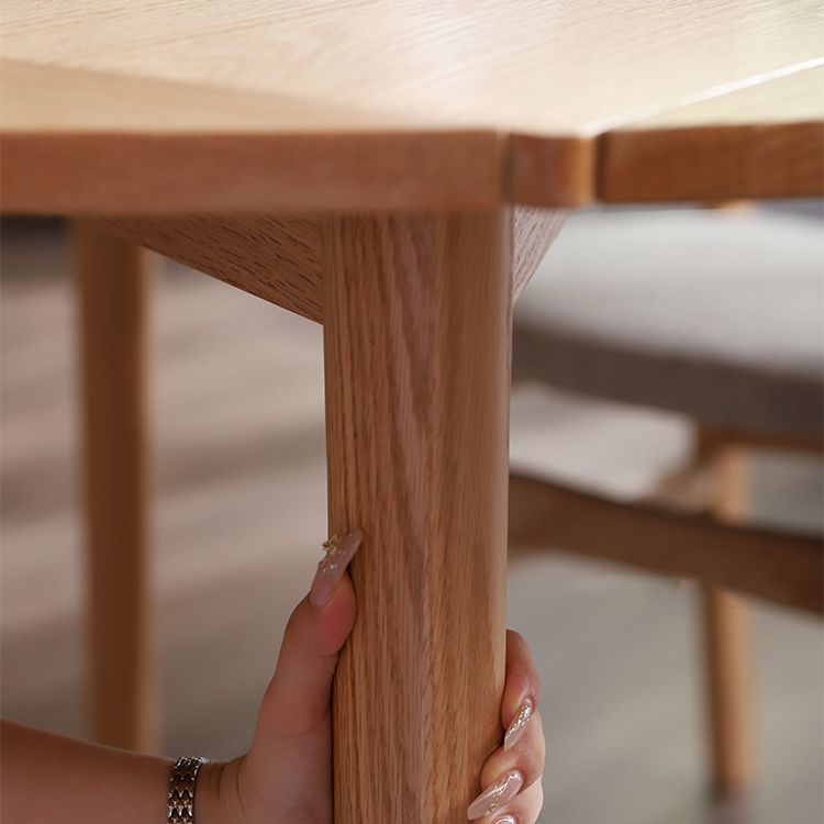 Mesa de comedor redonda extensible de roble, mesa cuadrada ajustable moderna de madera con 4 patas