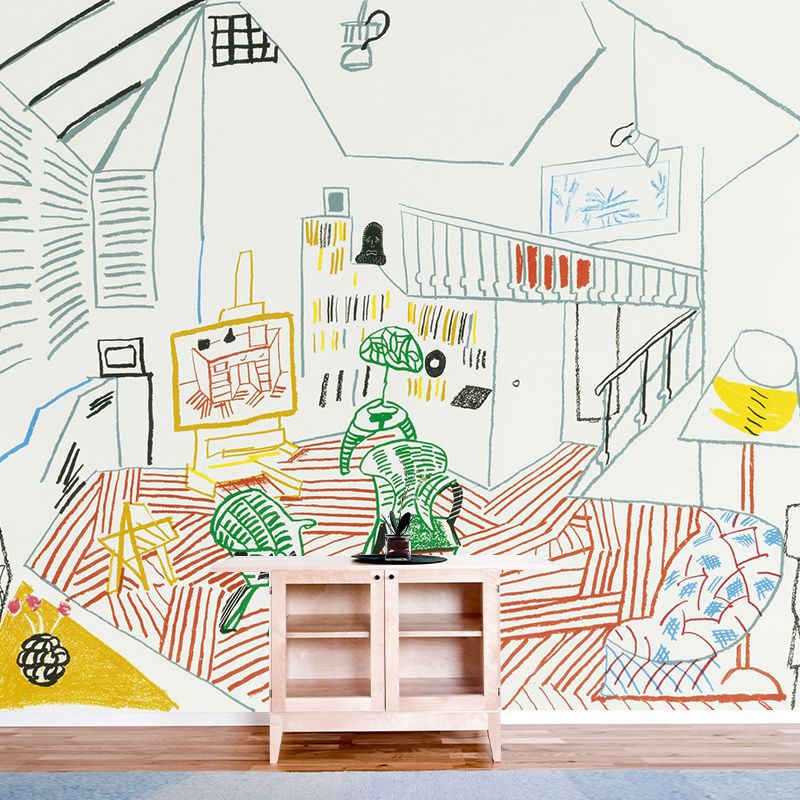 Non-Woven Waterproof Murals Modern Art Inner View of Studio Drawing Wall Covering