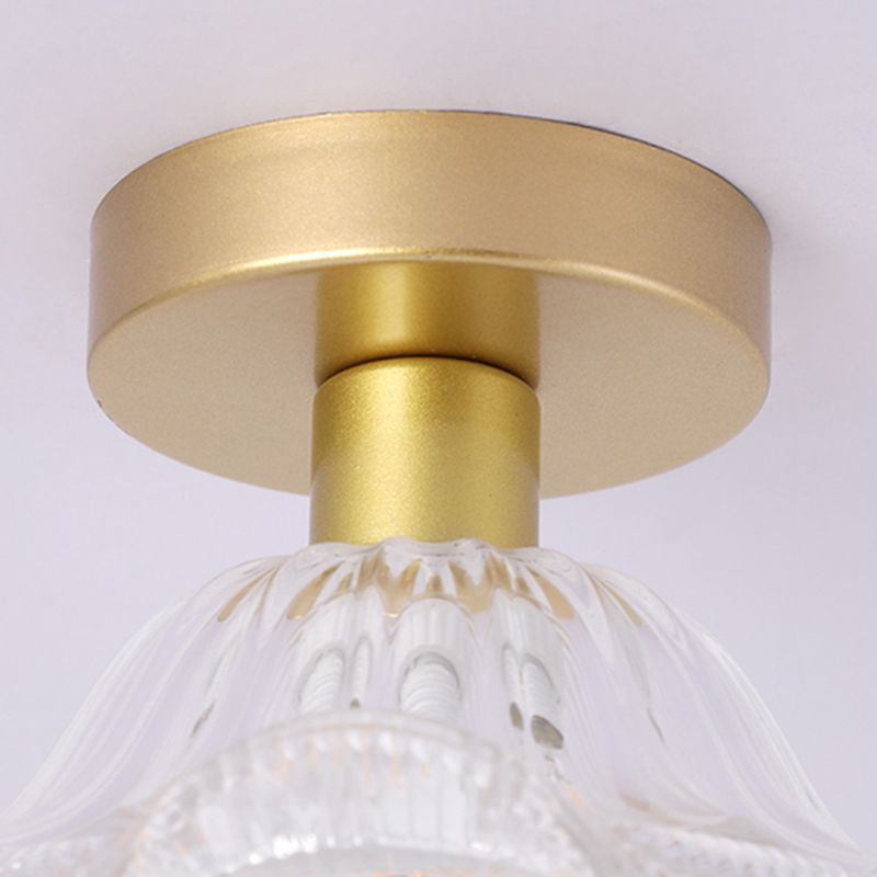 Contemporary Ceiling Lamp Flower-shaped Glass Shade Flush Mount Light Fixture