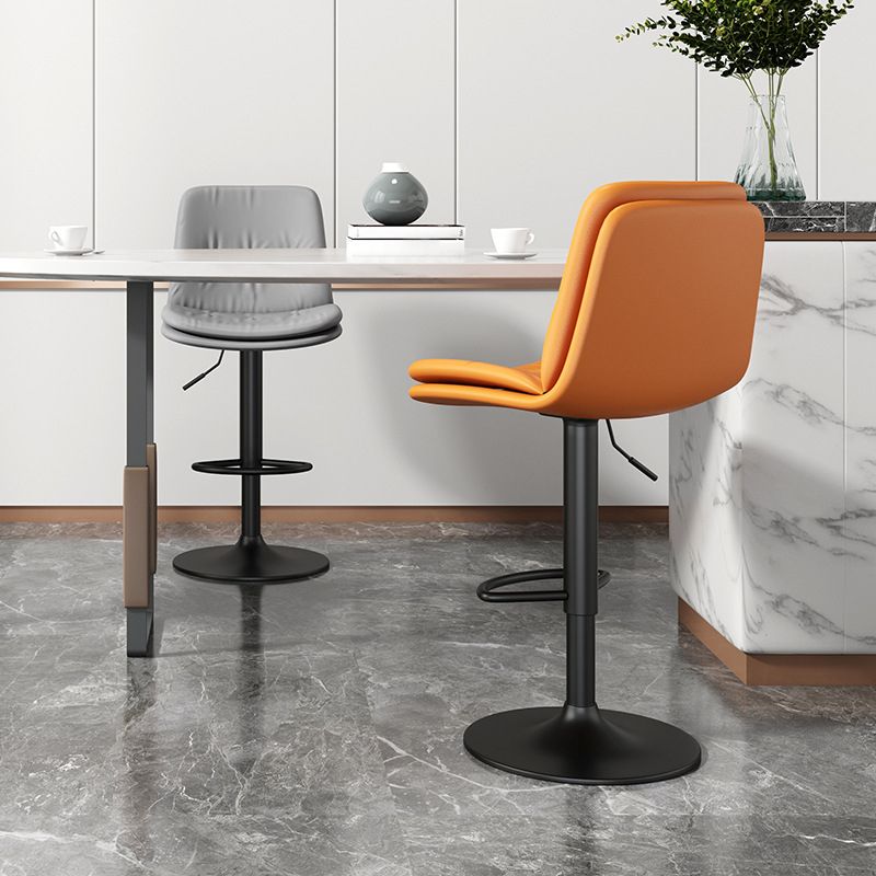 Contemporary PU Leather Counter Stool Turntable Fabric Cushion in Matte Finish