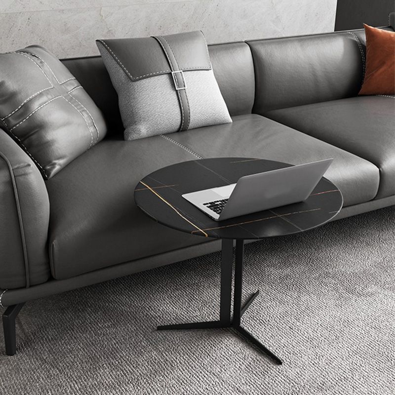 Contemporary Metal Corner Table Pedestal Round Side Accent Table with Pedestal Base