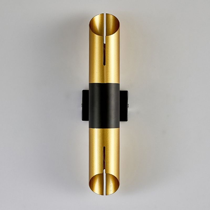 Gold Modern Wall Sconce Cylinder Shape Vanity Lamp with Metal Shade for Bathroom