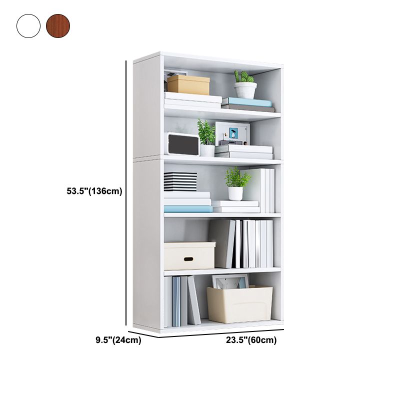 Modern Engineered Wood Bookshelf Standard Vertical Bookcase in Burnish