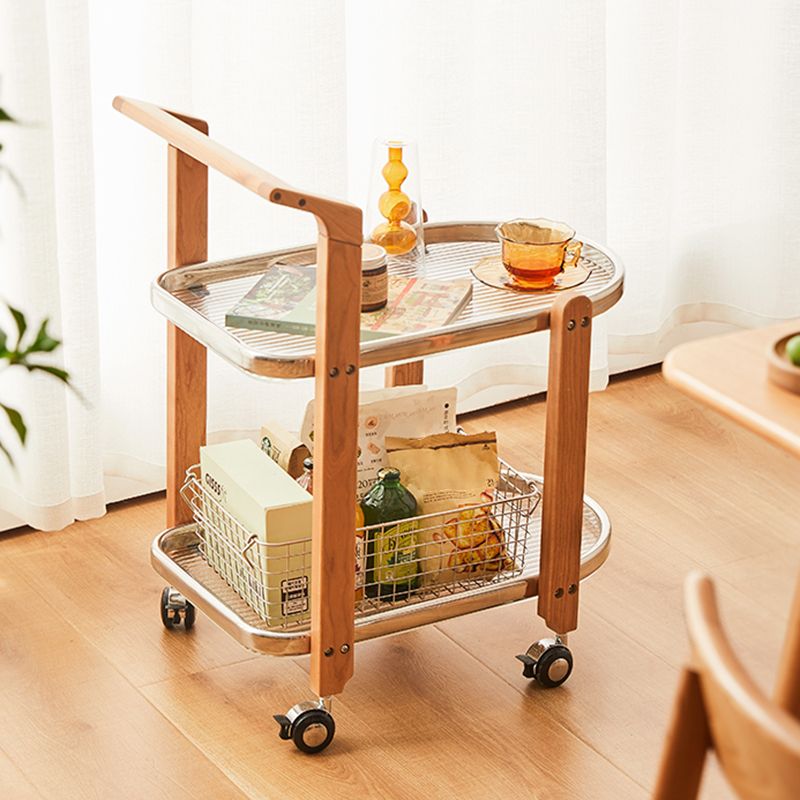 15" Wide Contemporary Corner Table Solid Wood Double Tier Accent Side Table