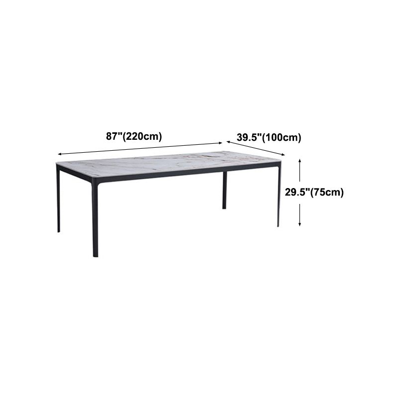 Metal Contemporary Rectangular Dining Table with 4 Legs Sintered Stone Table for Home