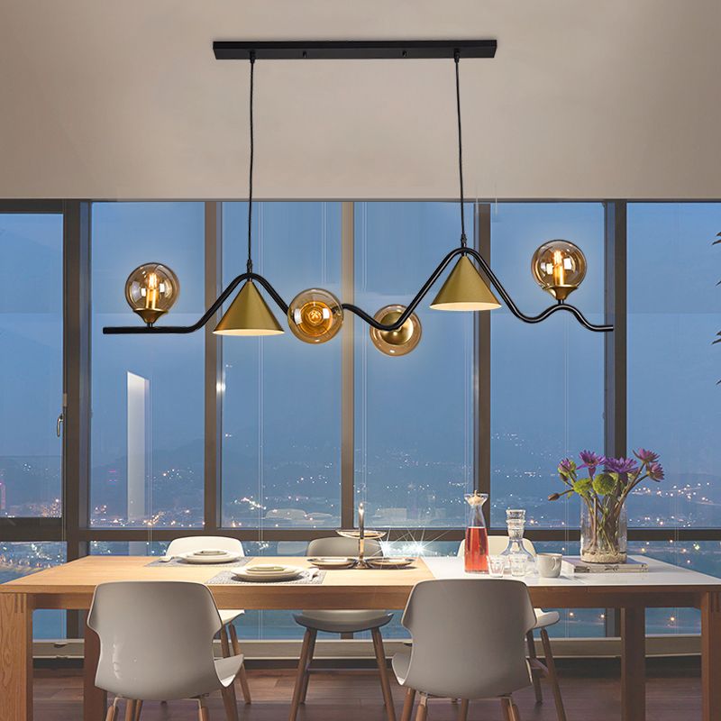 Nordic Glass Island Light Geometric 6 Lights Island Anhänger für Wohnzimmer