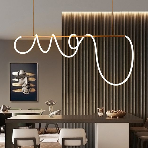 Linear Island Lighting Metal Contemporary Simplicity Pendant Lighting Fixtures for Restaurant