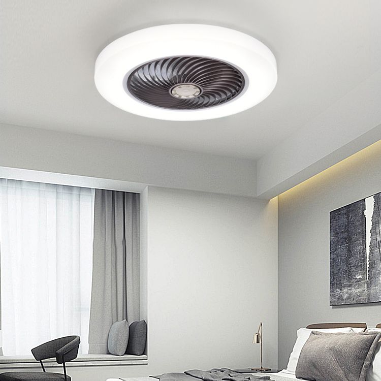 Acryl weiße LED -Deckenventilatoren im modernen prägnanten Stil Eisen kreisförmiger Flush -Mount für Schlafzimmer