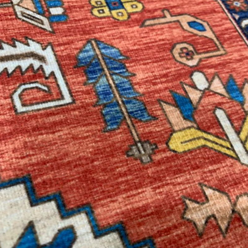 Multicolor Symmetrical Print Rug Polyester Carpet Retro Anti-Slip Backing Indoor Rug for Living Room
