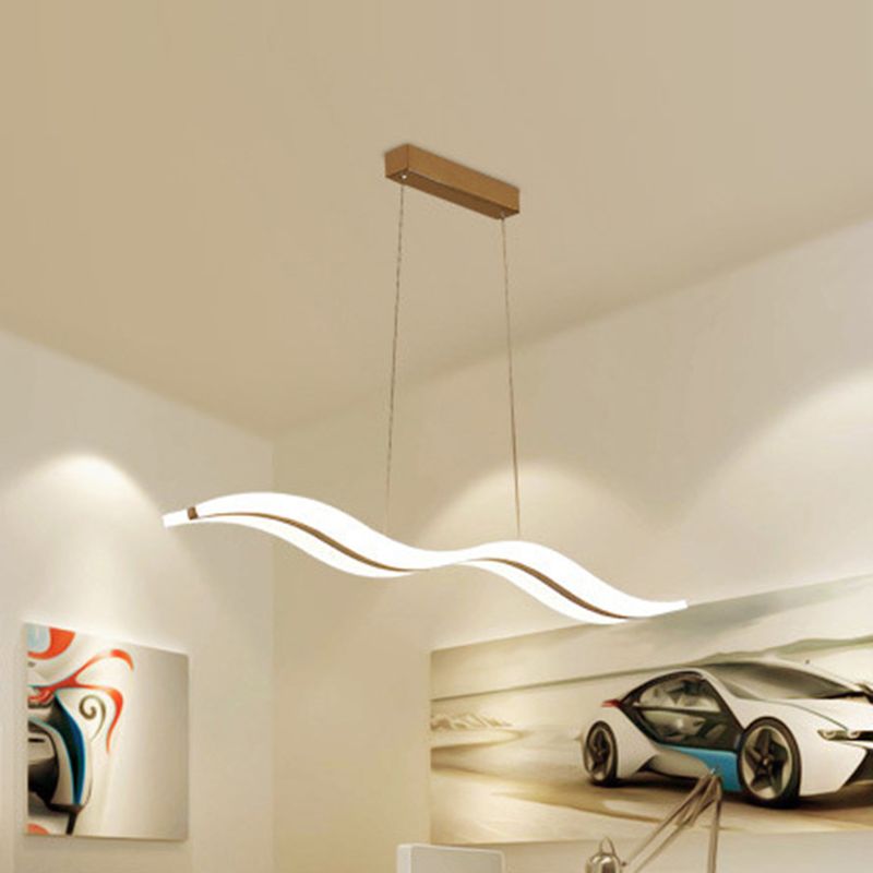 Liquid Flow Island Light Fixture Simplicity Acrylic White LED Pendant Lighting for Dinner