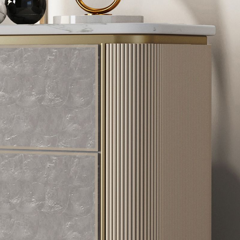 Classic Glam Double Dresser Stone Storage Chest with Metal Feet for Bedroom