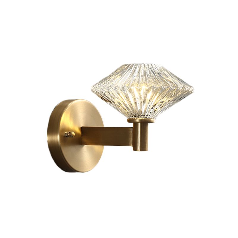 6 "/9" W Gold Diamond Wandhalterung Leuchte Vintage klares prismatisches Glas 1 Kopf Wohnzimmer Wandleuchte Beleuchtung