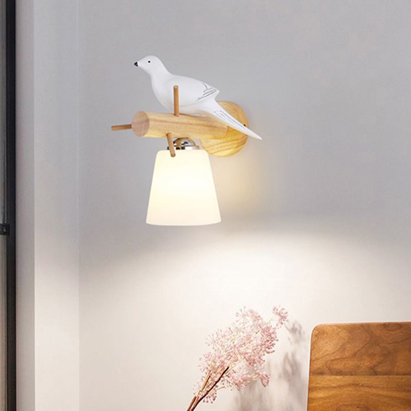 Lampada montata a parete cono Postmoderno semplicità in legno Sconce da soggiorno per soggiorno