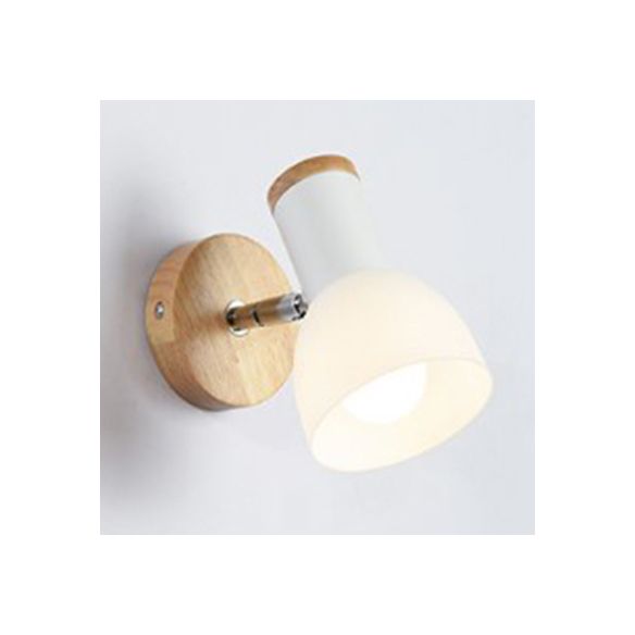 Study Room Torch Shape Wall Light Frosted Glass & Metal Contemporary White Wall Lamp