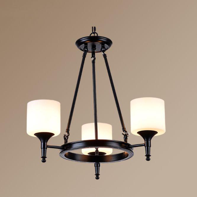 Traditional Style Glass Chandelier Round Suspension Pendant Light for Living Room