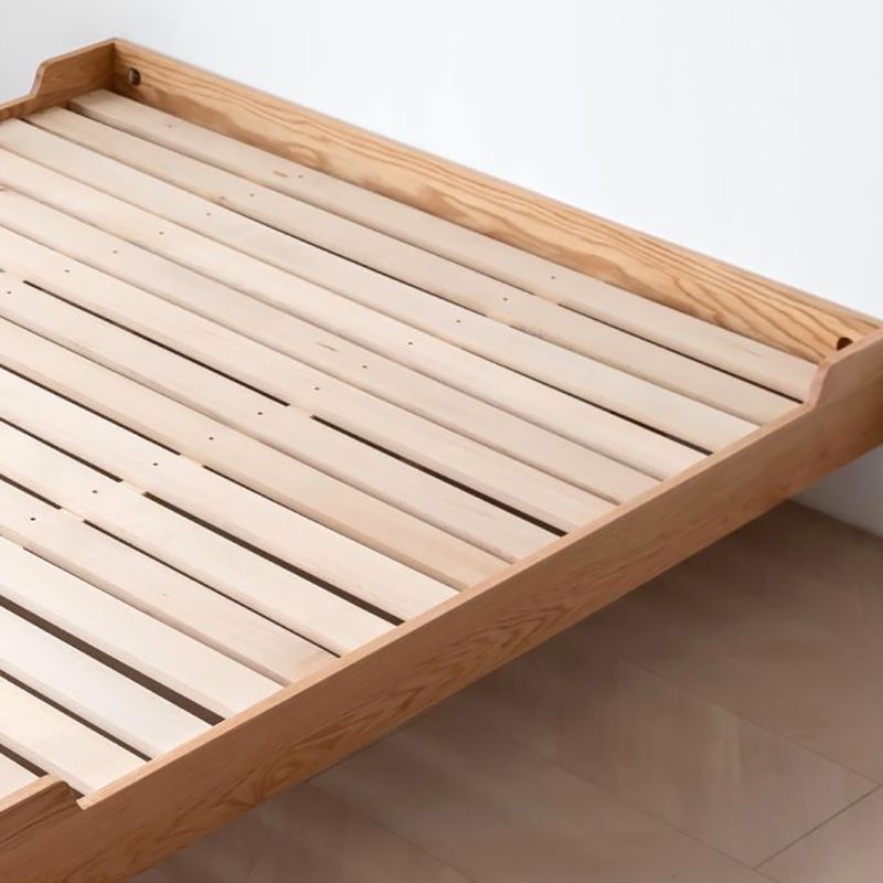 Natural Solid Wood Panel Bed Brown Contemporary Standard Bed