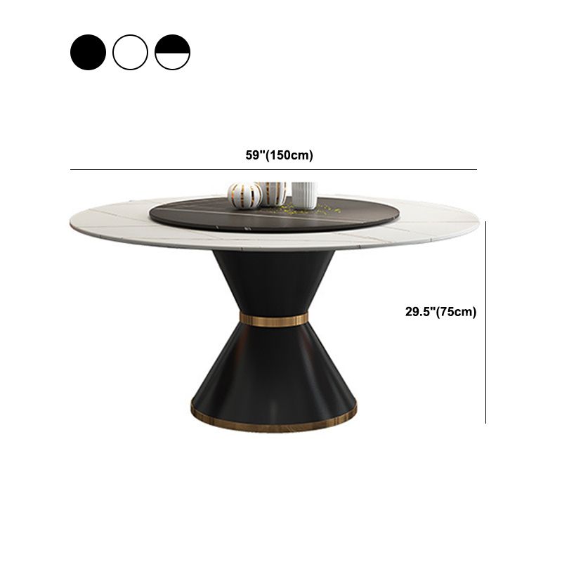 Contemporary Style Round Dining Table Steel Pedestal Base Table for Room