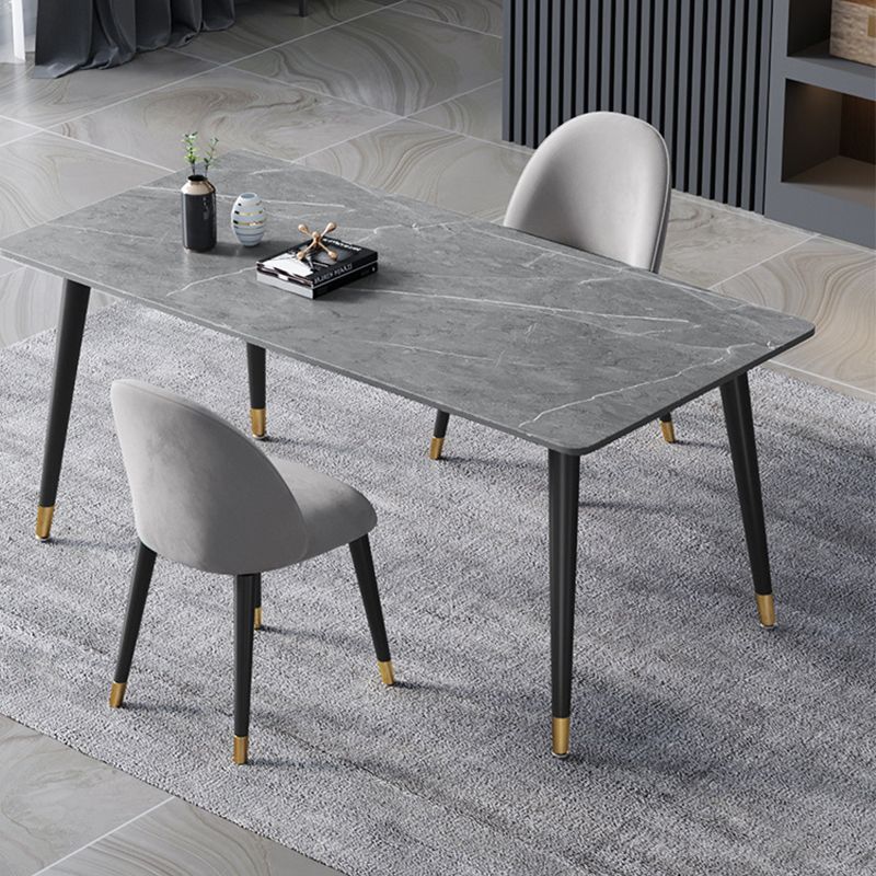 Stone Modern Rectangle Dining Table Matte Finish 4 Legs Table for Home