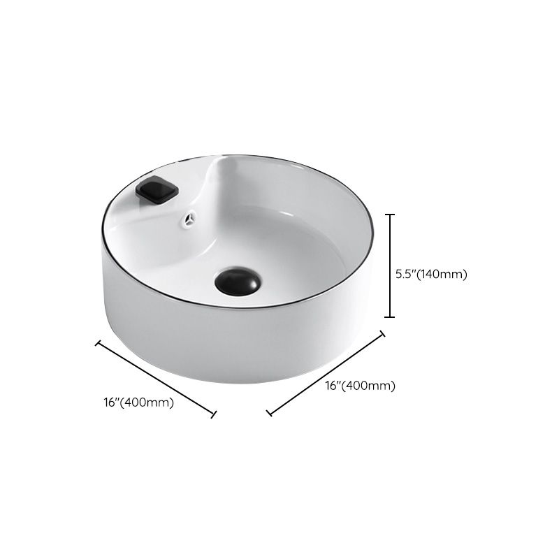 Modern Bathroom Sink Porcelain Pop-Up Drain Rectangular Vessel Sink