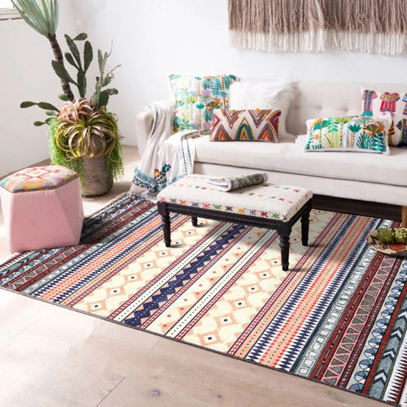 Casual multi-kleuren tribale tapijt katoenmengsel geometrisch patroon gebied tapijt anti-slip machine wasbaar binnen tapijt voor kamer