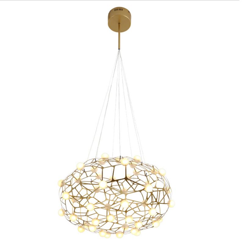 Modern Simplicity Oval Pendant Chandelier Metal Hanging Light Fixture for Coffee Shop