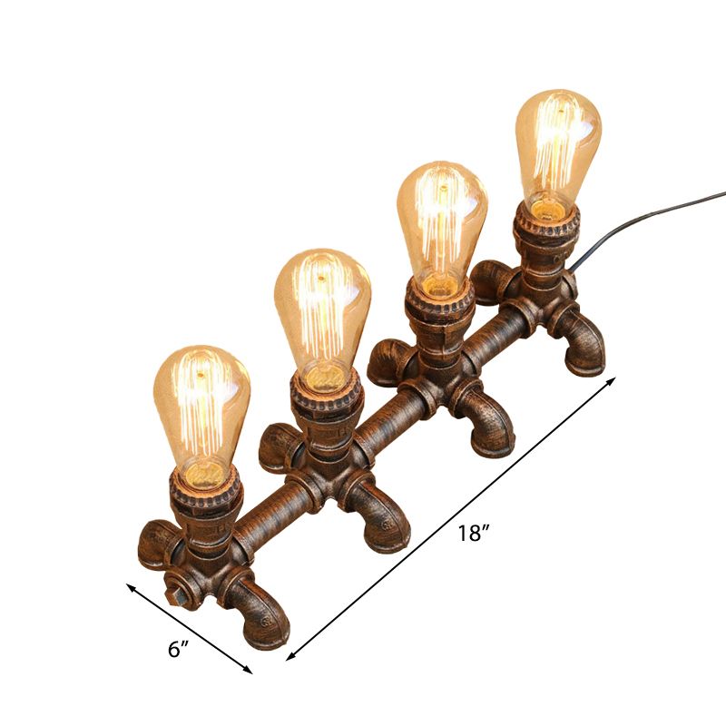 Bronze 2/3 lichten Standingslicht Industrieel Metallic Open bol Tafelverlichting met pijpontwerp voor coffeeshop