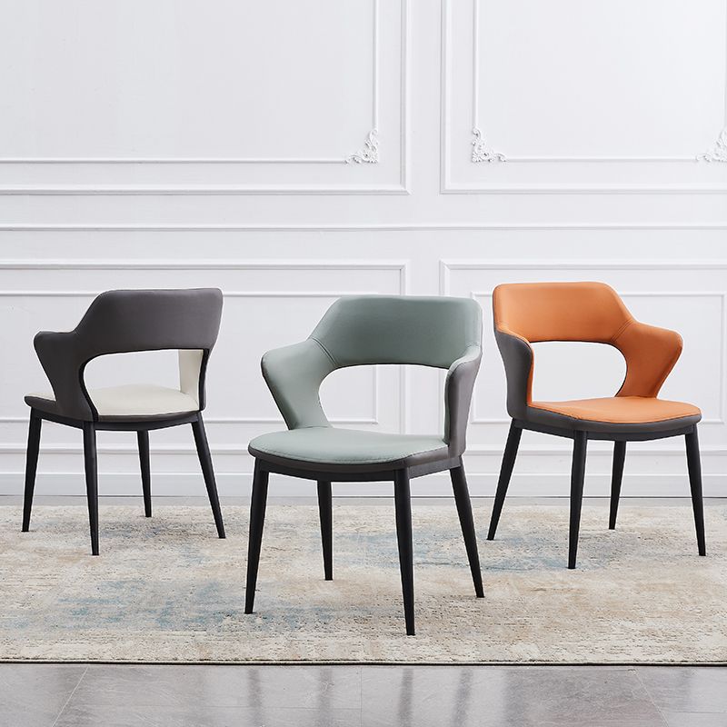 Dining Room Leather Dining Chair Contemporary Open Back Dining Arm Chair