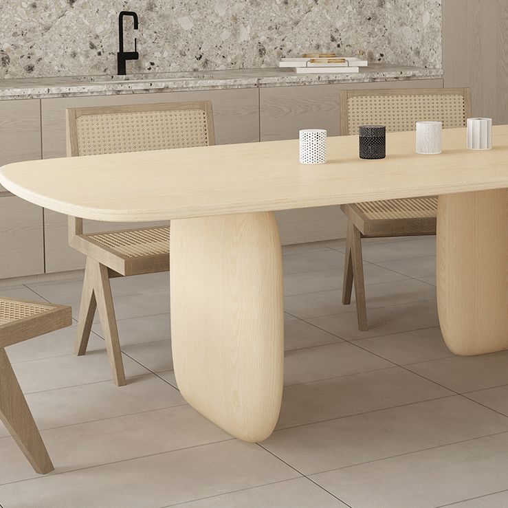 Pine Solid Wood Table Modern Rectangle Dining Table with 3 Legs for Restaurant