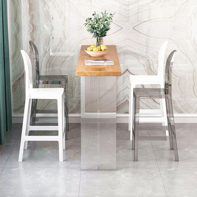 Contemporary Double Pedestal Bar Dining Table Rectangle Bar Table in Acrylic and Wood